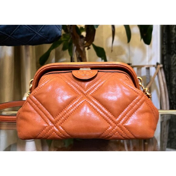 ♦️♦️ AUTHENTIC TORY BURCH BURNT ORANGE QUILTED FLEMING SOFT FRAMED HANDBAG!!! - Picture 4 of 10